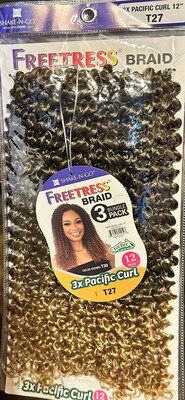 Freetress Synthetic Crochet Braid - 3X PACIFIC CURL 12&quot; Color T27