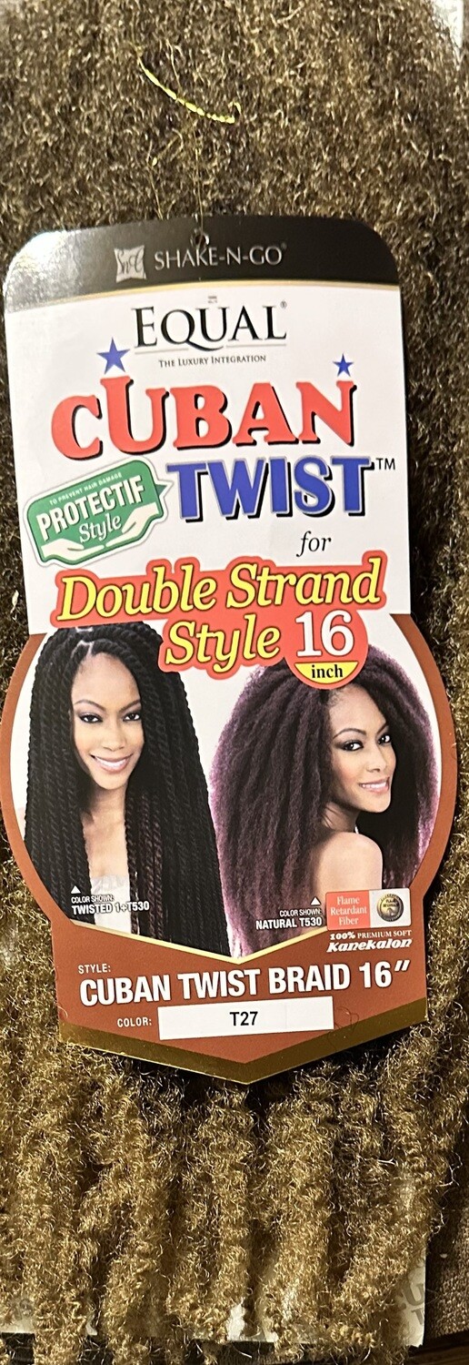 Shake-N-Go Equal Cuban Twist Braid 16&quot; Double Strand Style Color: T27