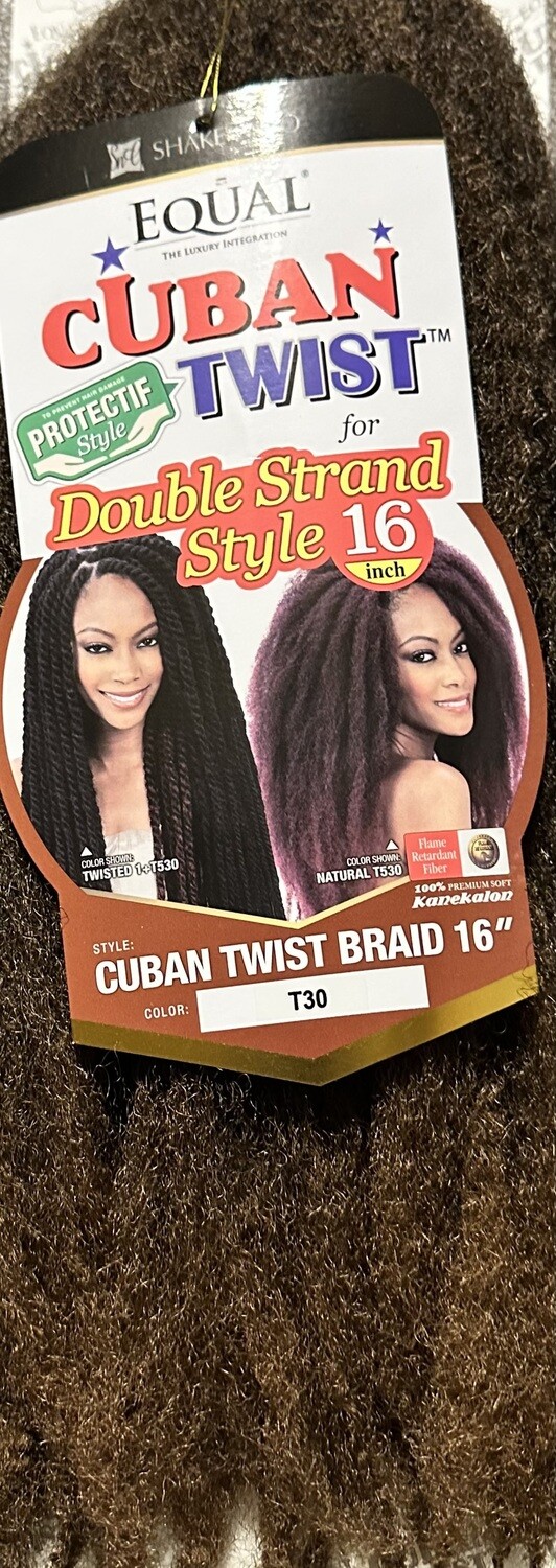 Shake-N-Go Equal Cuban Twist Braid 16&quot; Double Strand Style Color: 1B