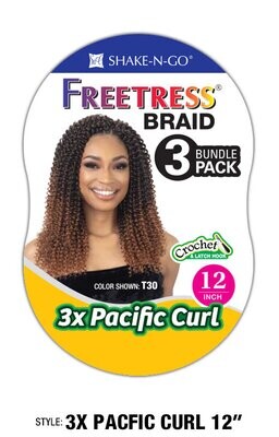 Freetress Synthetic Crochet Braid - 3X PACIFIC CURL 12&quot; Color 1B