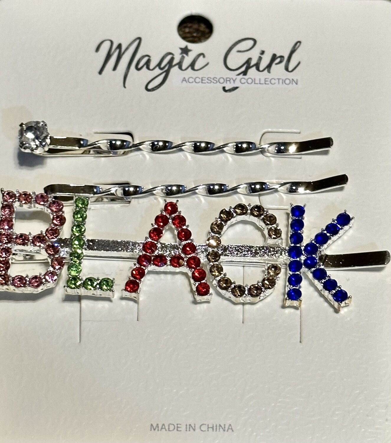 BLACK 3pc Bob Pin-Silver---975
