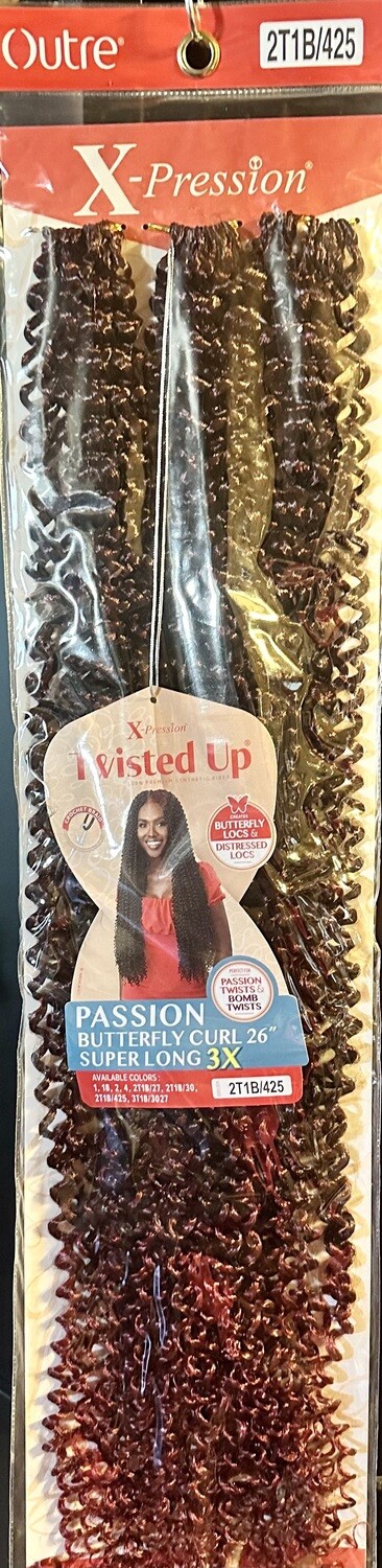 Outre X-pression Twisted Up Passion Butterfly Curl 26&quot; Superlong 3x Color:2T1B/425