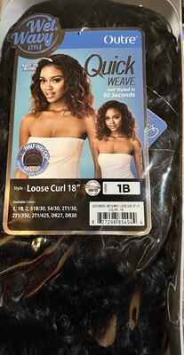 Outtre Quick Weave Wet &amp; Wavy Loose Curl 18&quot; Color 1B