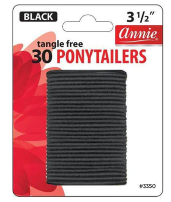 Annie No Tangle Ponytailers 3.5&quot; 30ct Black