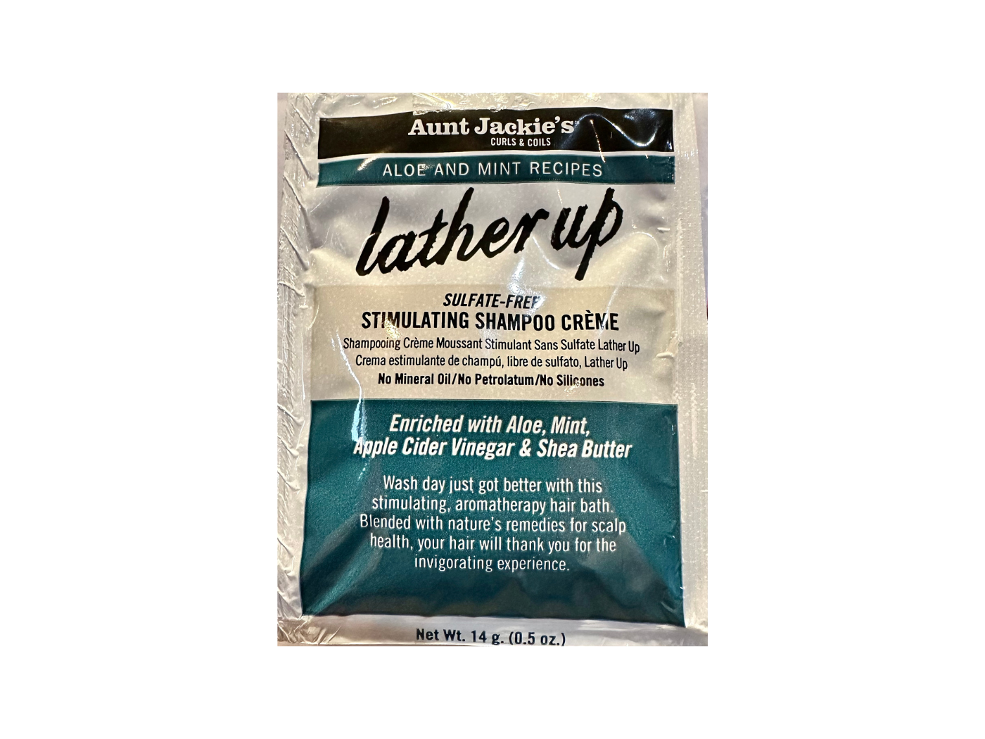 Aunt Jackie&#39;s Aloe &amp; Mint Lather Up Shampoo packet 0.5oz---1092