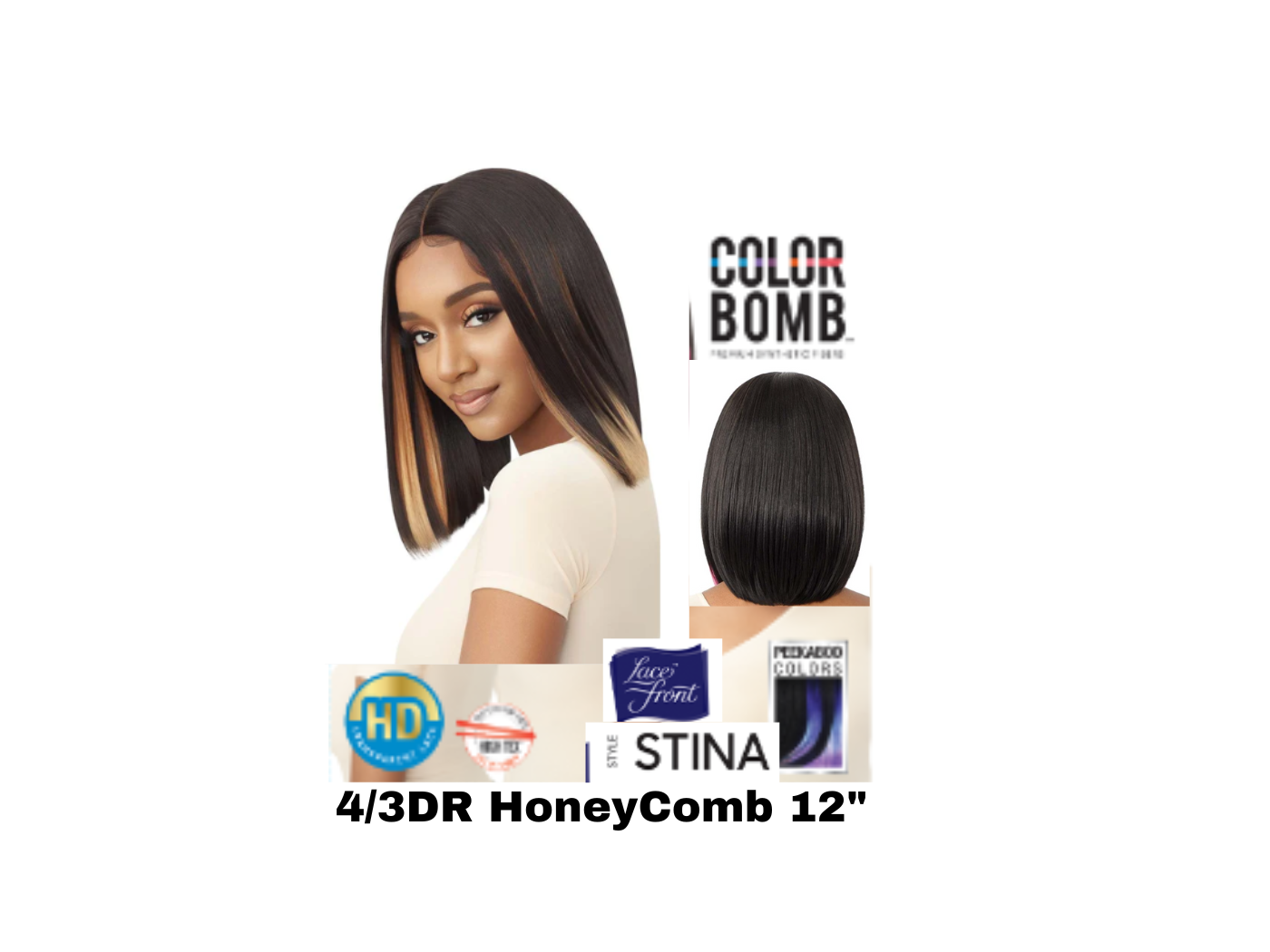 Outre Color Bomb Synthetic HD Lace Front Wig “Stina” Color:4/3DR HoneyComb