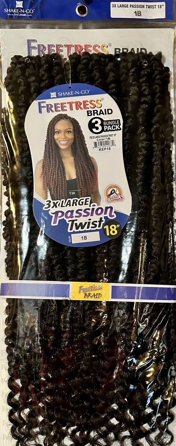 Freetress 3x Large Passion Twist 18&quot; Color: 1B