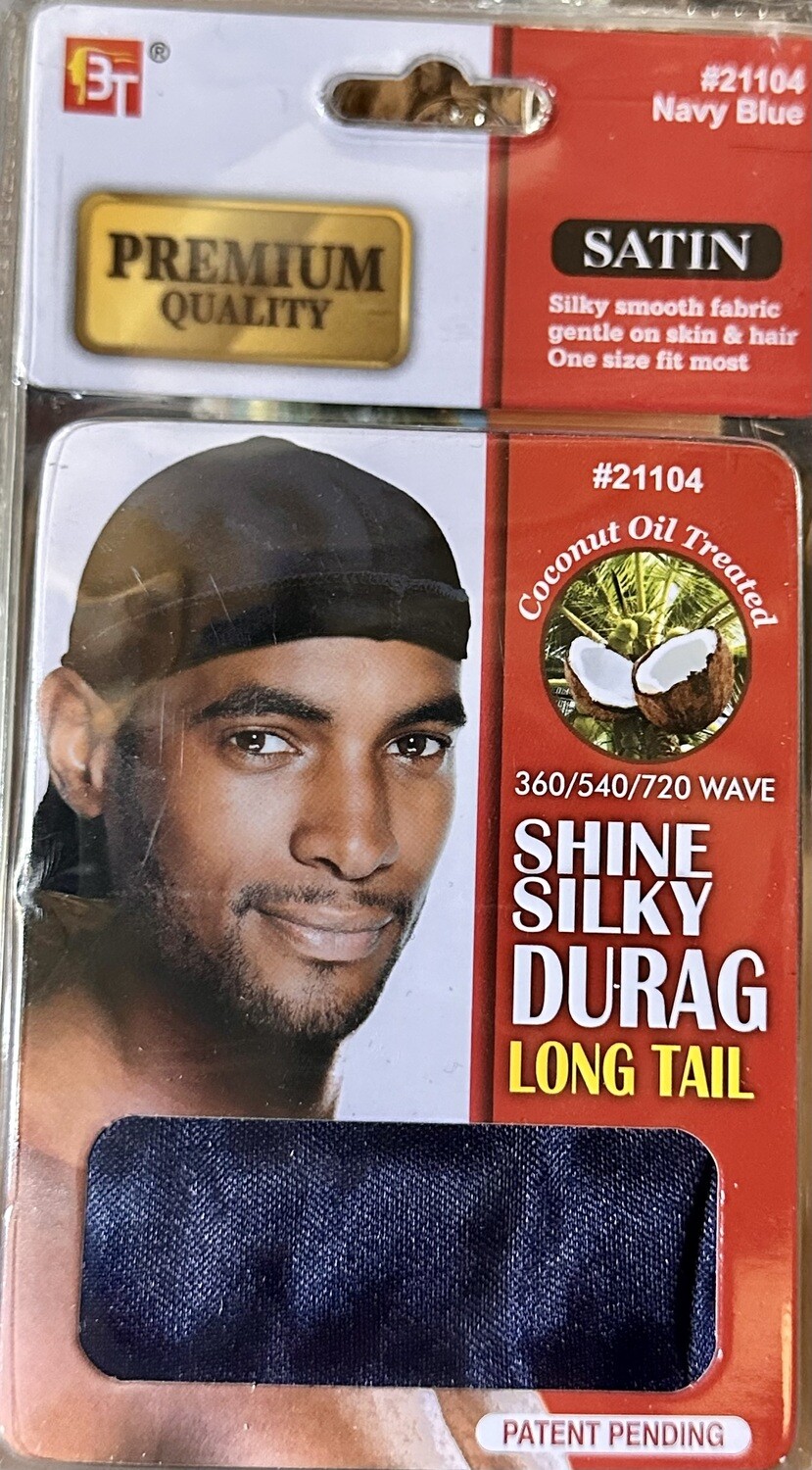 Satin Durag-Long Tail-Navy Blue