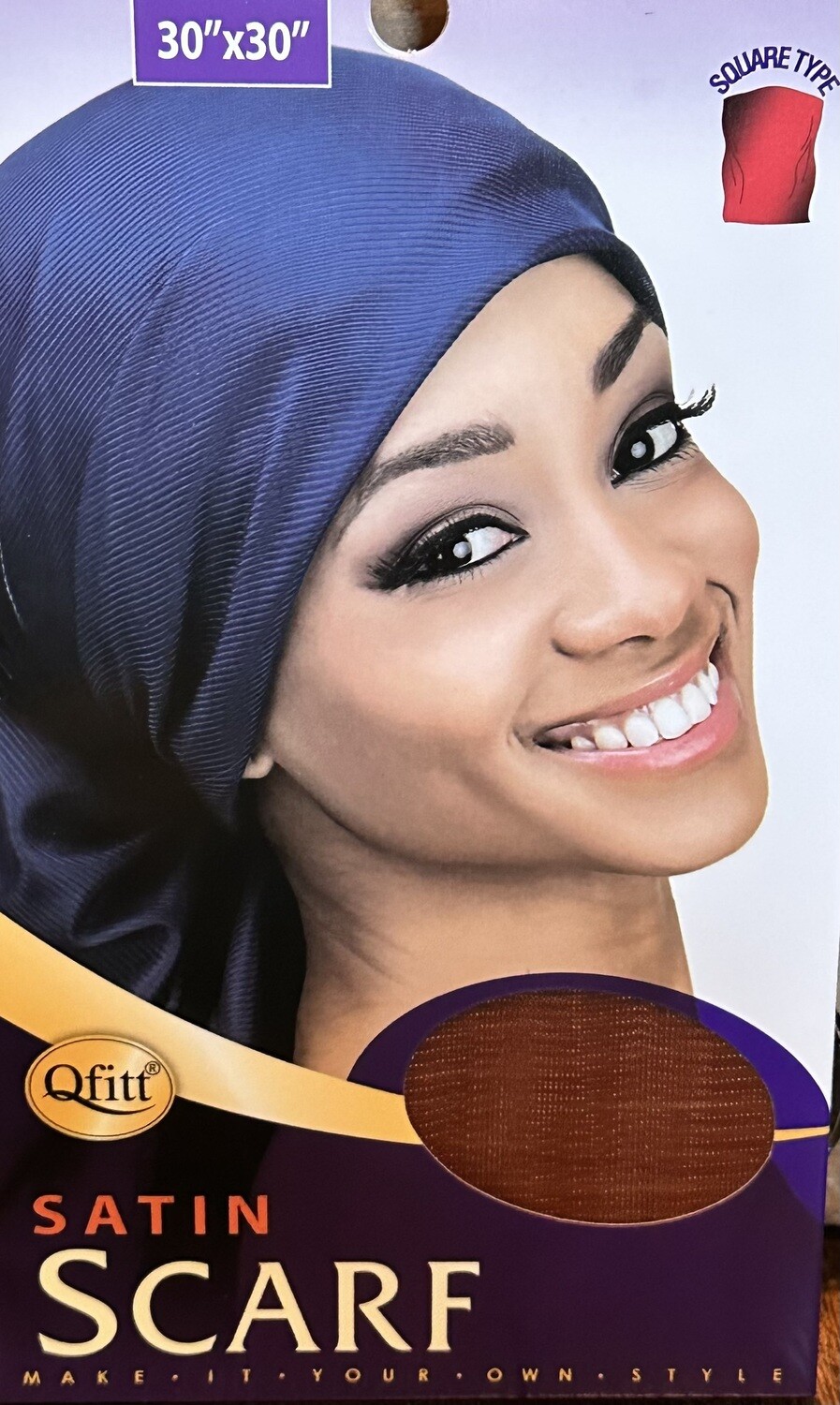 Satin Scarf Square-Brown(Qfitt)