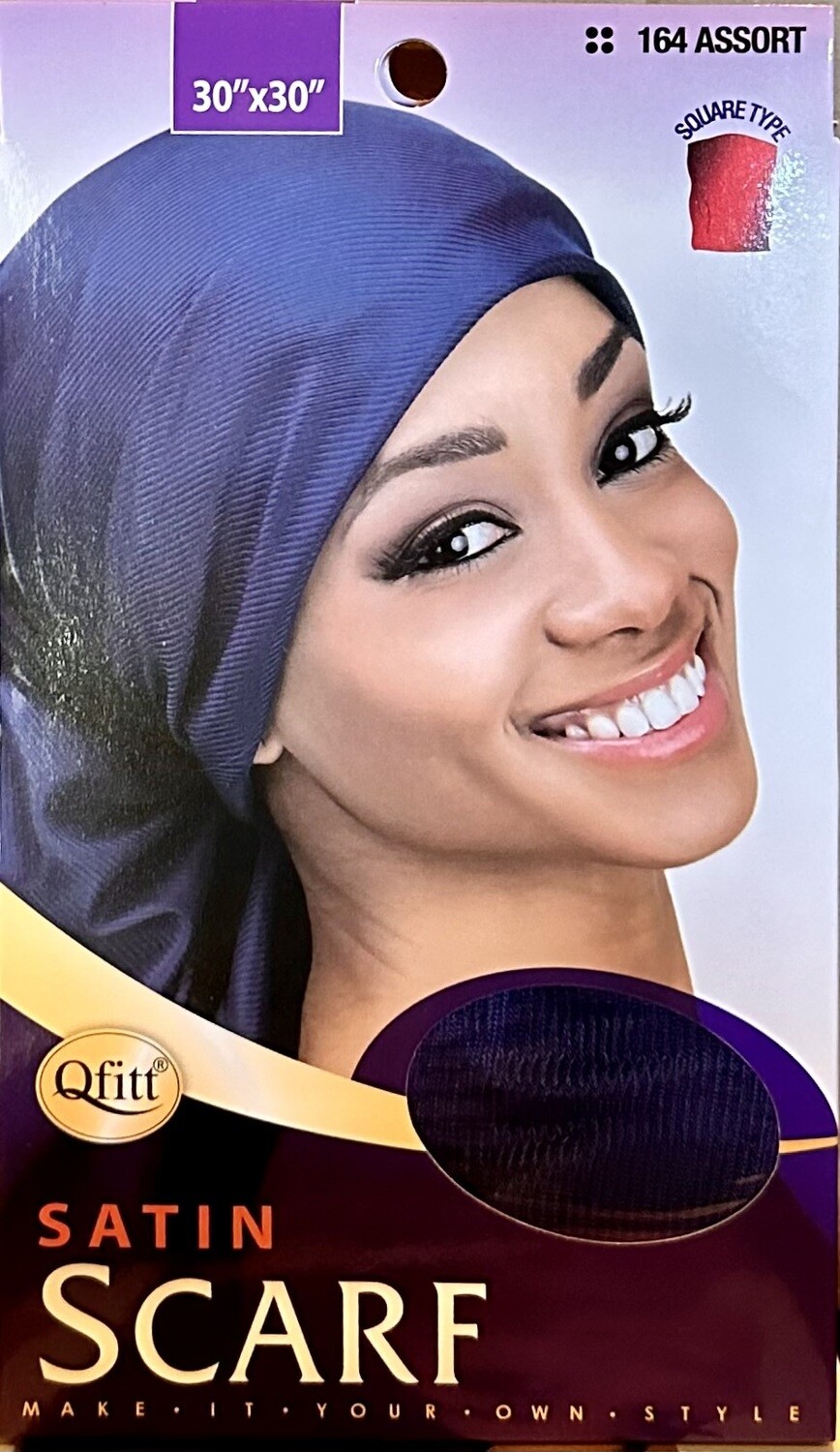 Satin Scarf Square-Navy(Qfitt)