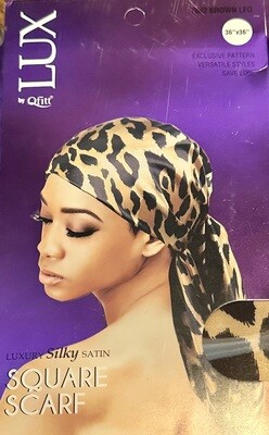 Satin Square Scarf- Brown Leo (LUX BY QFITT)