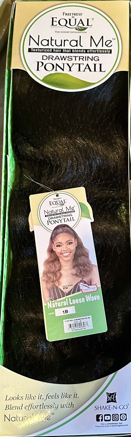 Freetress Equal Drawstring Ponytail - NATURAL LOOSE WAVE  Color  1B