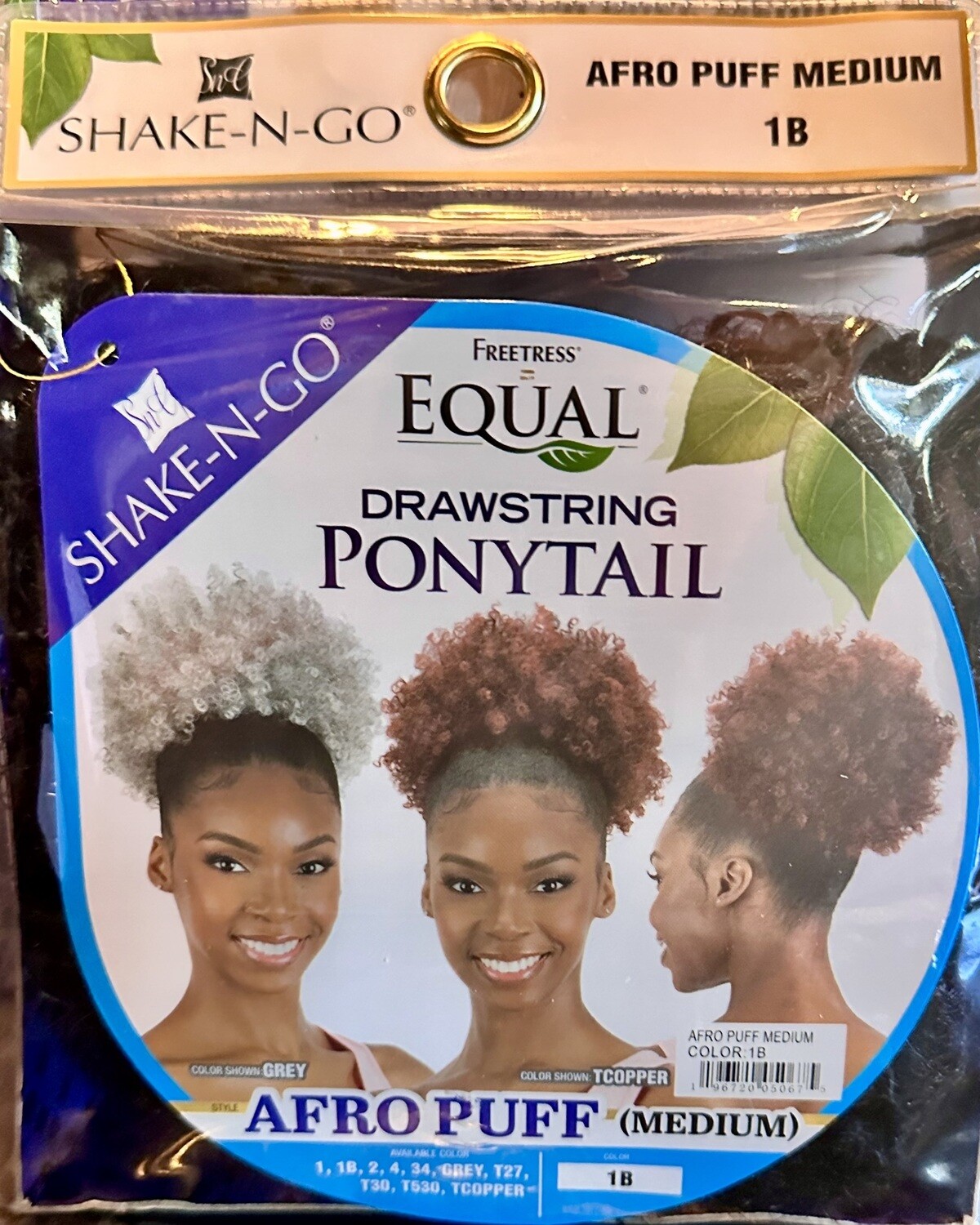 Freetress Equal Drawstring Ponytail - Afro Puff Small-Color:1B