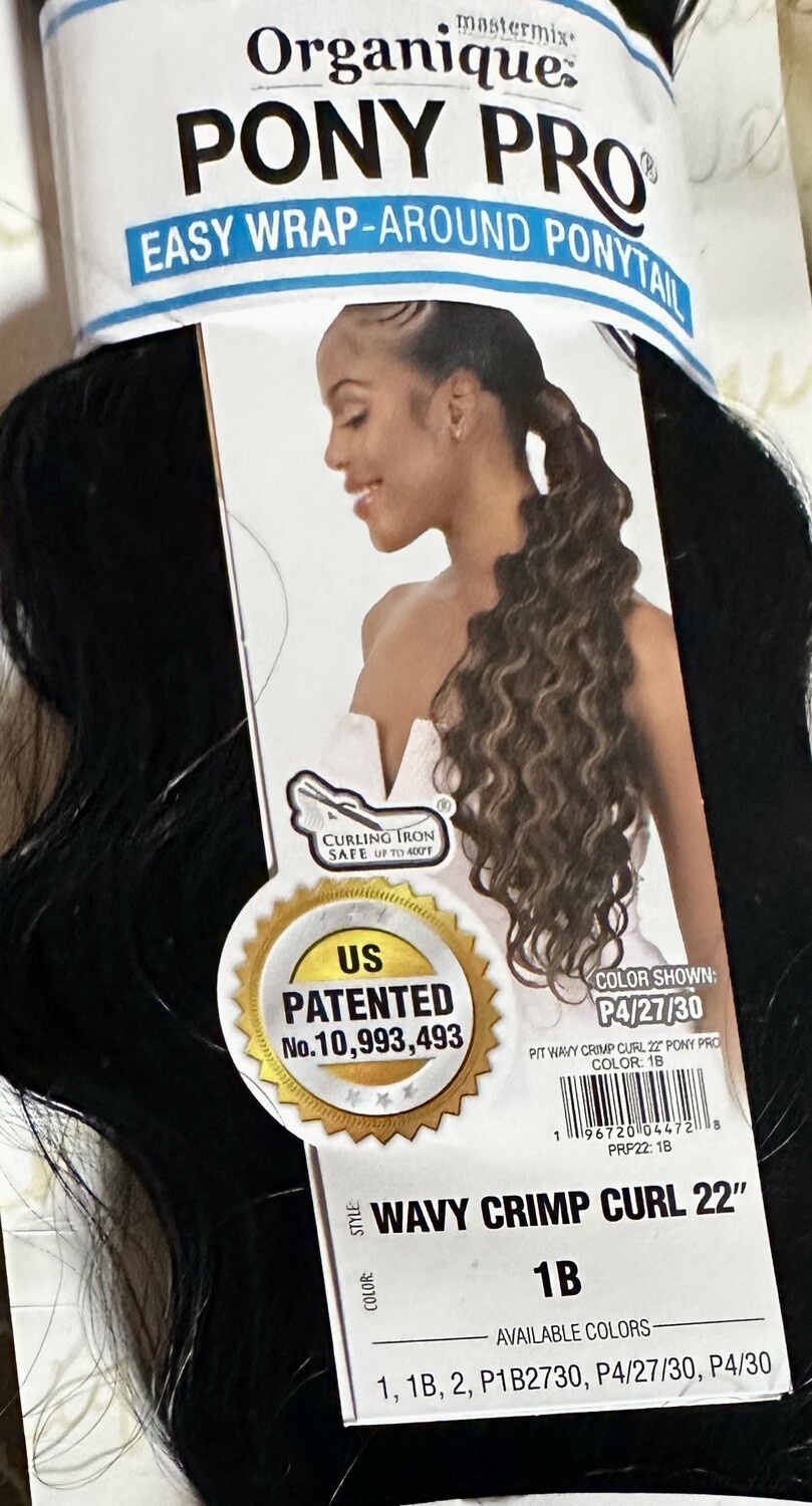 Organique Mastermix Pony Pro  Wavy Crimp Curl 22&quot; Color:1B