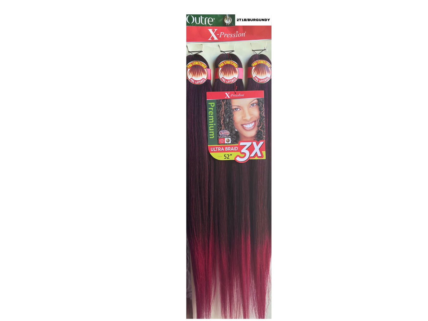 X-Pression Outre 3x 52&quot; Color: 2T.1B/Burgundy (braid length 26”)