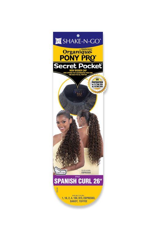 Secret Pocket Pony Pro - SPANISH CURL 26&quot; Color:1B