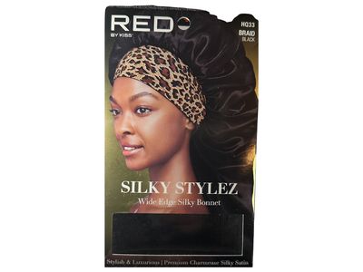 Red By Kiss Silky Stylez Braid Bonnet Color: Black Leopard