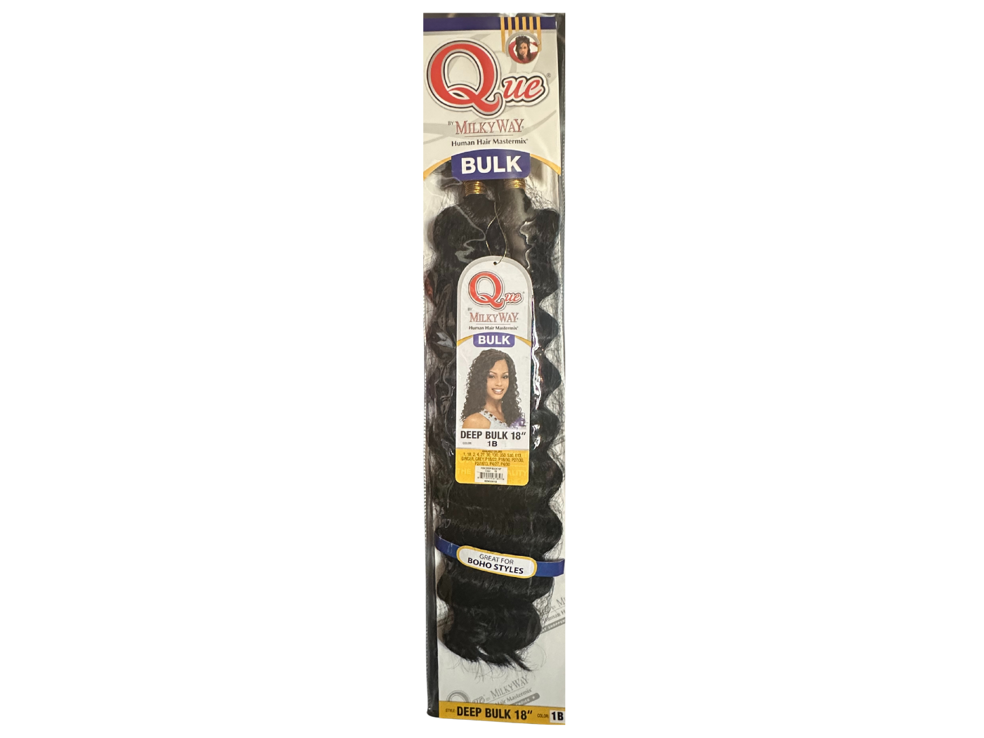 Milkyway Que Mastermix Human Hair Braid - DEEP BULK 18&quot;-Color:1B