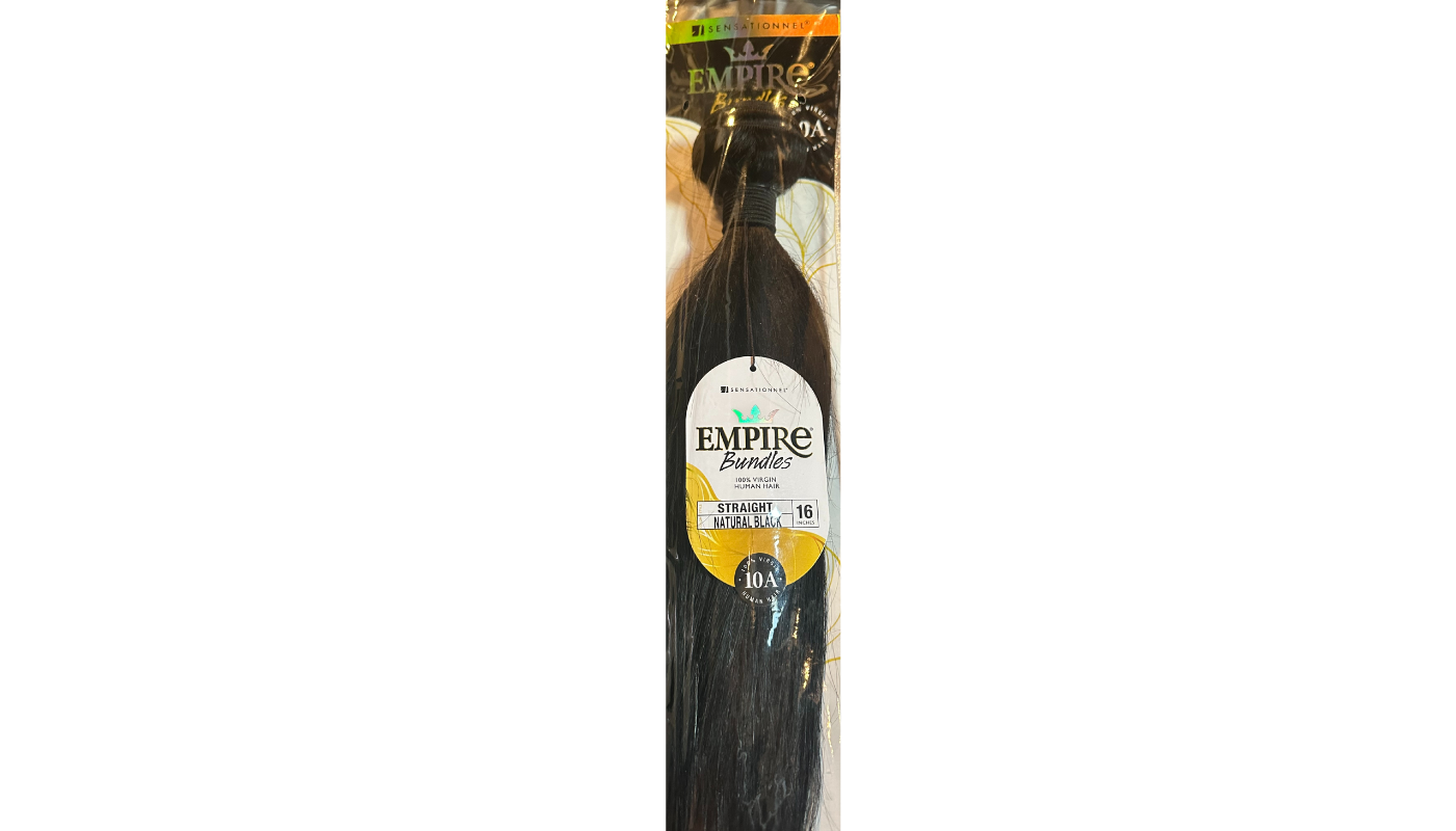 Sensationnel Virgin Human Hair Weave Empire Bundle 10A Straight  16&quot;-Color: Natural Black