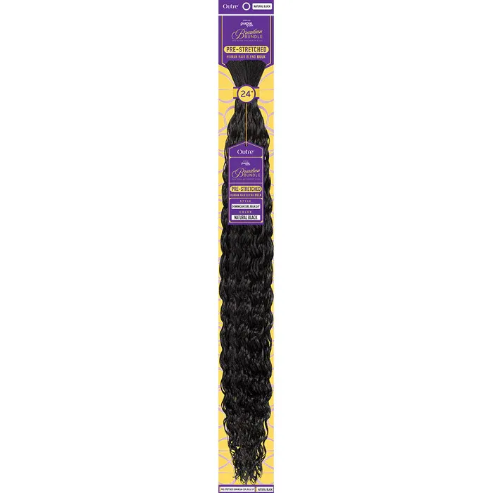 Outre Purple Pack Brazilian- PRESTRETCHED DOMINICAN CURL BULK 24&quot; COLOR-NATURAL