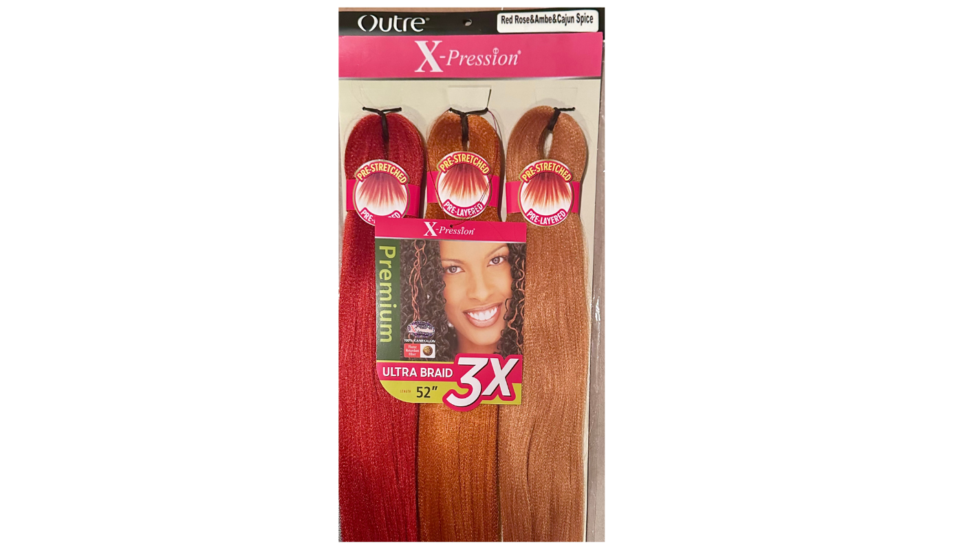 X-Pression Outre 3x 52&quot; Color: Red Rose &amp; Ambe &amp; Cajun Spice (braid length 26”)