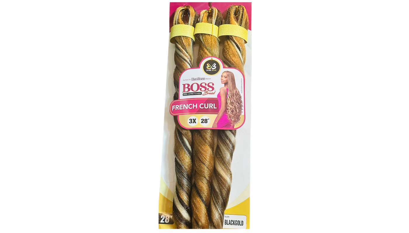 Bobbi Boss Braid  French Curl 3x 28&quot;-Color: Black&amp;Gold