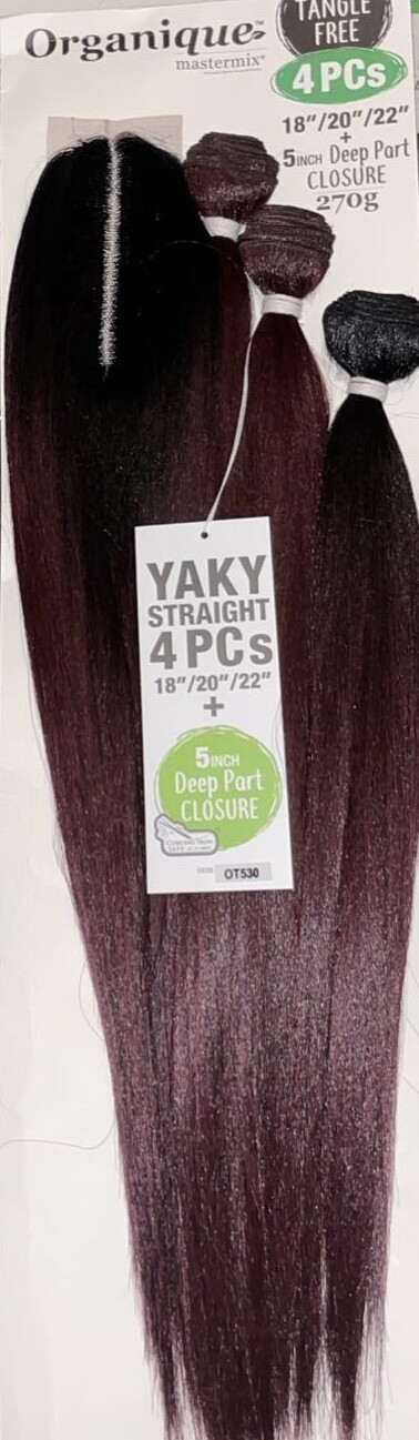 Organique Mastermix YAKY STRAIGHT 4PCS 18”,20”,22” +Closure Color: Ot530