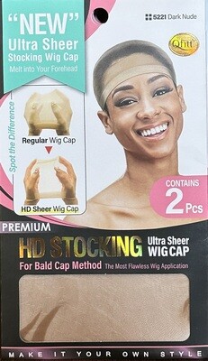 Hd Stocking Ultra Sheer Wig Cap-Dark Nude-2pk