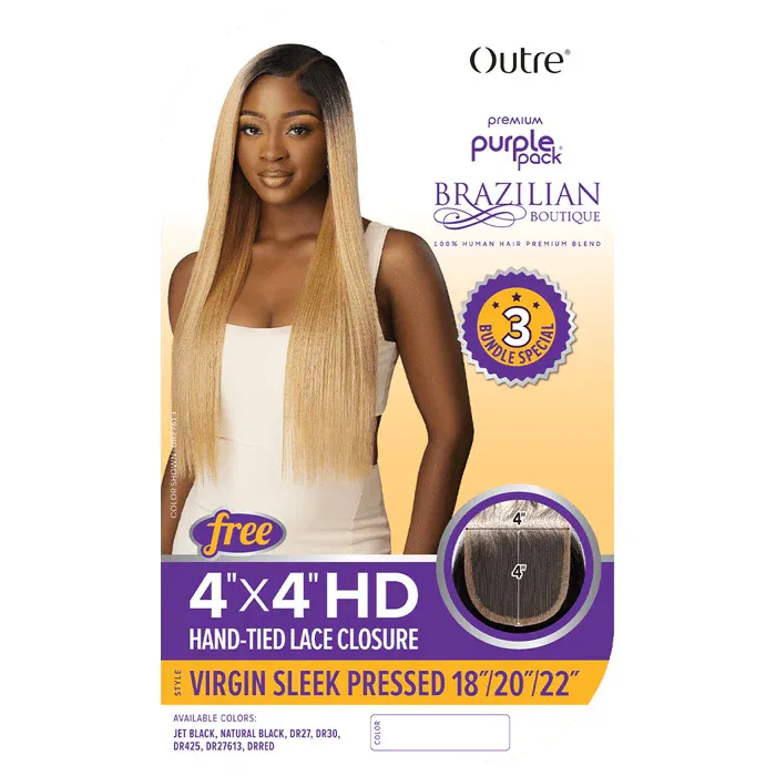 Outre Purple Pack Brazilian Boutique Virgin Sleek Pressed 18" 20" 22" Color: Dr27613
