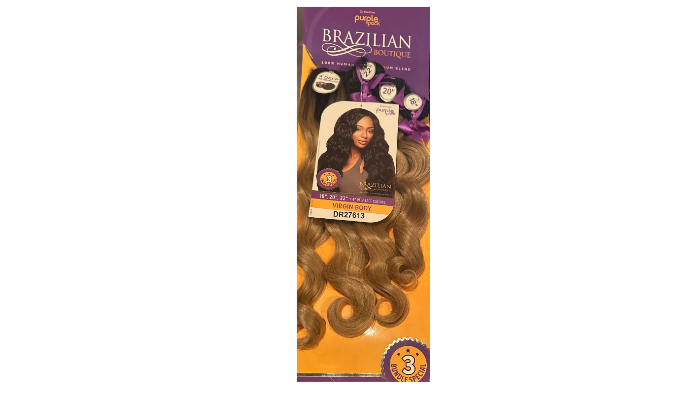 Outre Purple Pack Brazilian Boutique Virgin Body Color: Dr27613 18" 20" 22" +Closure