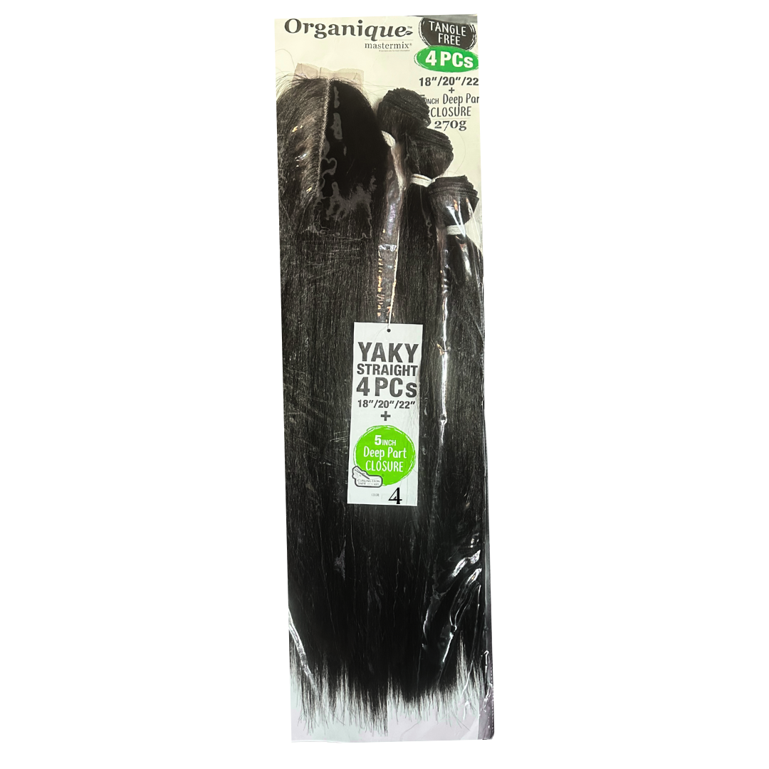 Organique Mastermix YAKY STRAIGHT 4PCS 18”,20”,22” +Closure Color: 4