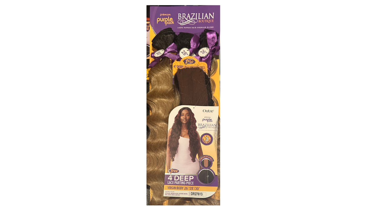 Outre Purple Pack Brazilian Boutique Virgin Body Color: Dr27613 26" 28" 30" +Closure
