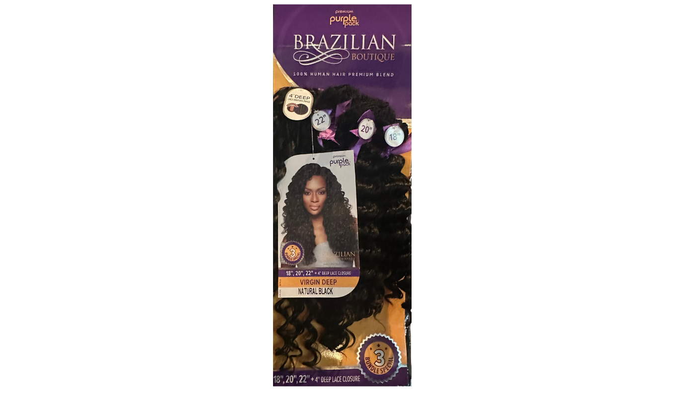 Outre Purple Pack Brazilian Boutique Virgin Deep Natural Black 18" 20" 22"
