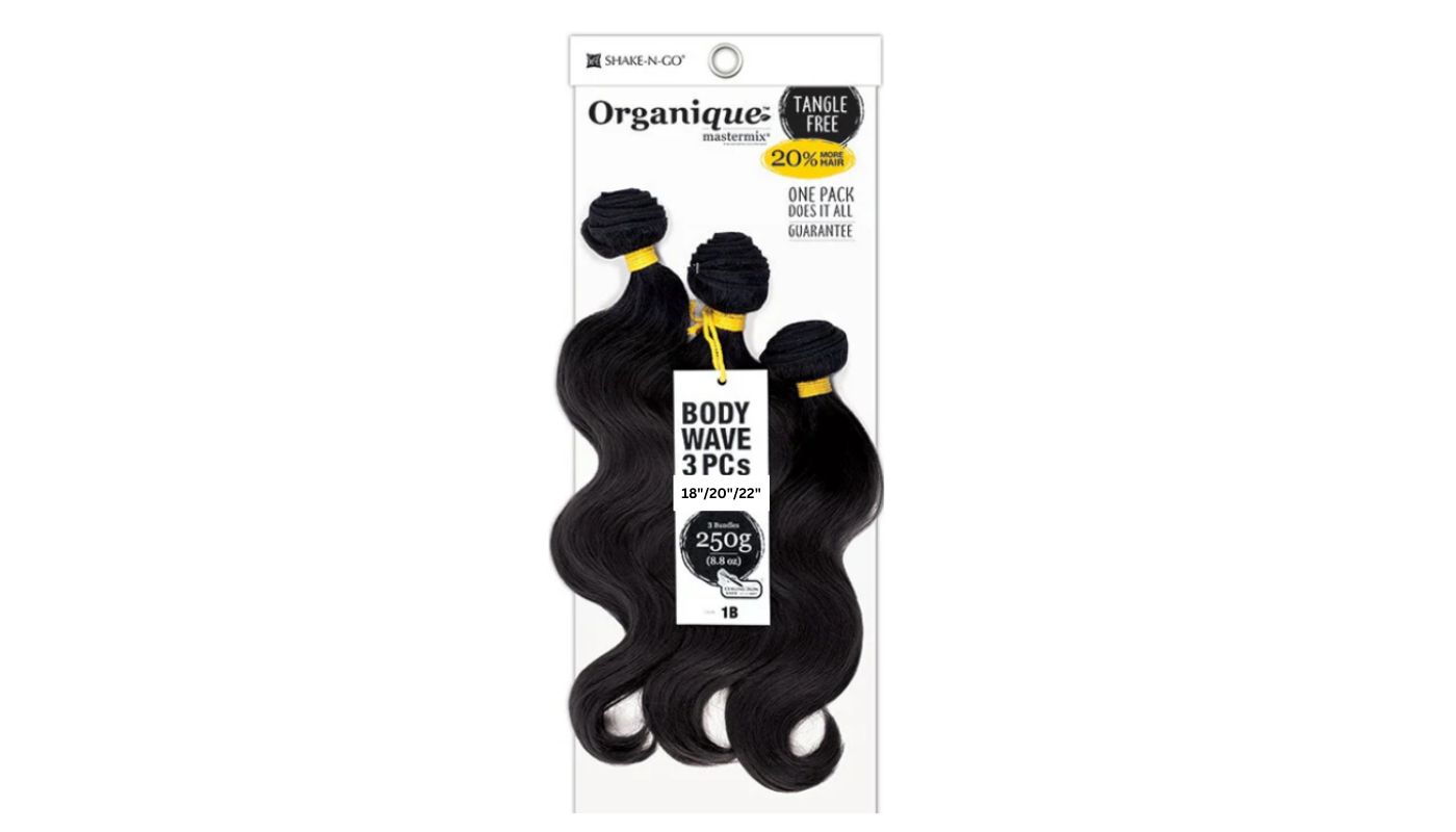 Shake N Go Organique Mastermix 3Pcs Body Wave 18"/20"/22" Color: 1B