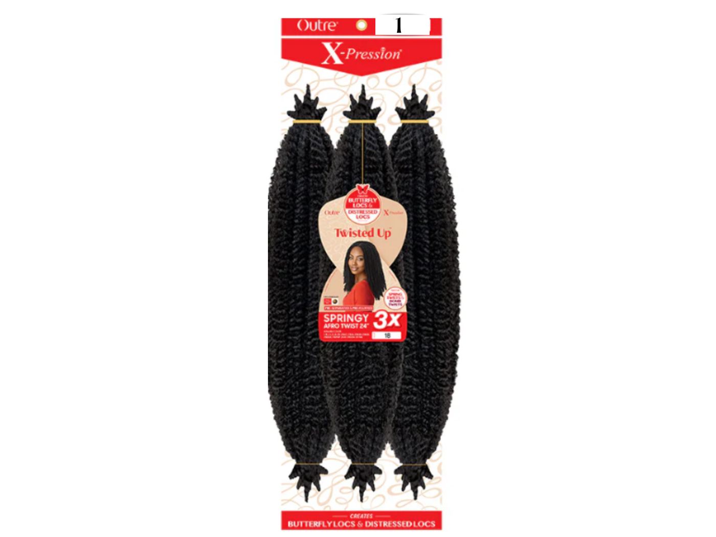 X-Pression Twisted Up 3X Springy Afro Twist 16" Color:1