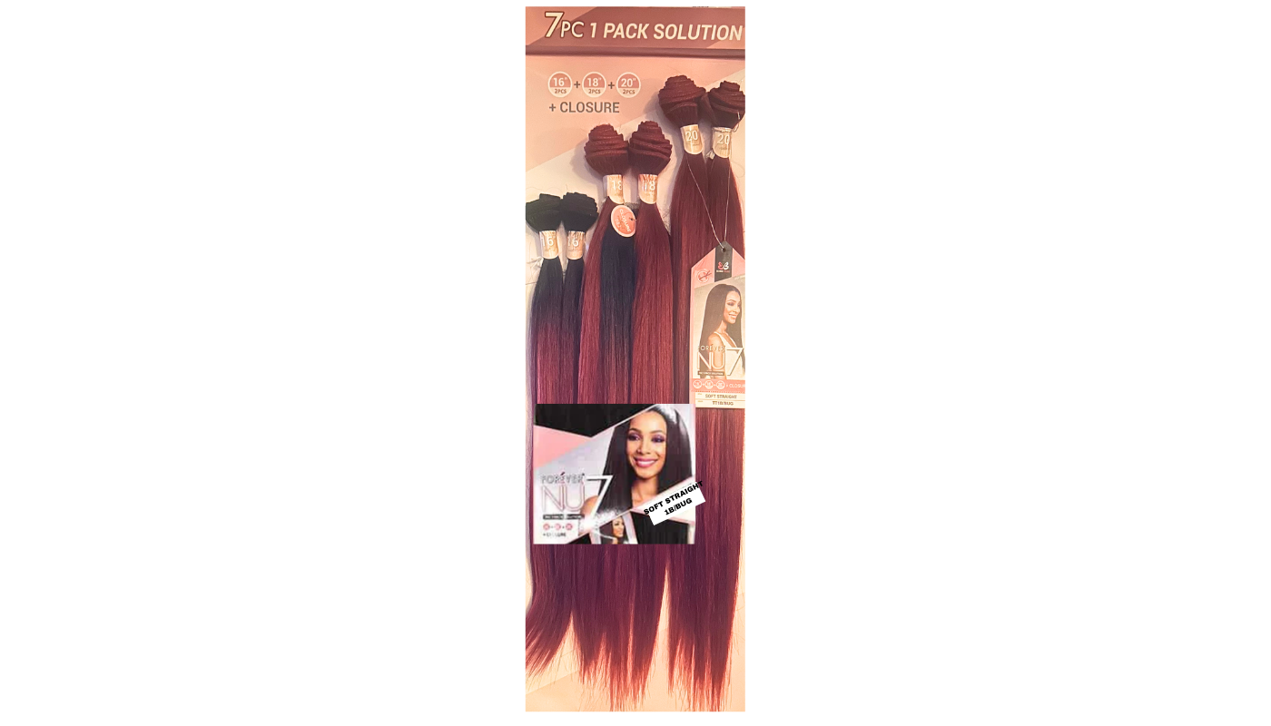 Bobbi Boss Forever NU 7 Weave -SOFT STRAIGHT 7 PCS 16" 18" 20"+Closure- Color:1b/Bug