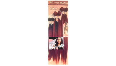 Bobbi Boss Forever NU 7 Weave -SOFT STRAIGHT 7 PCS 16" 18" 20"+Closure- Color:1b/Bug