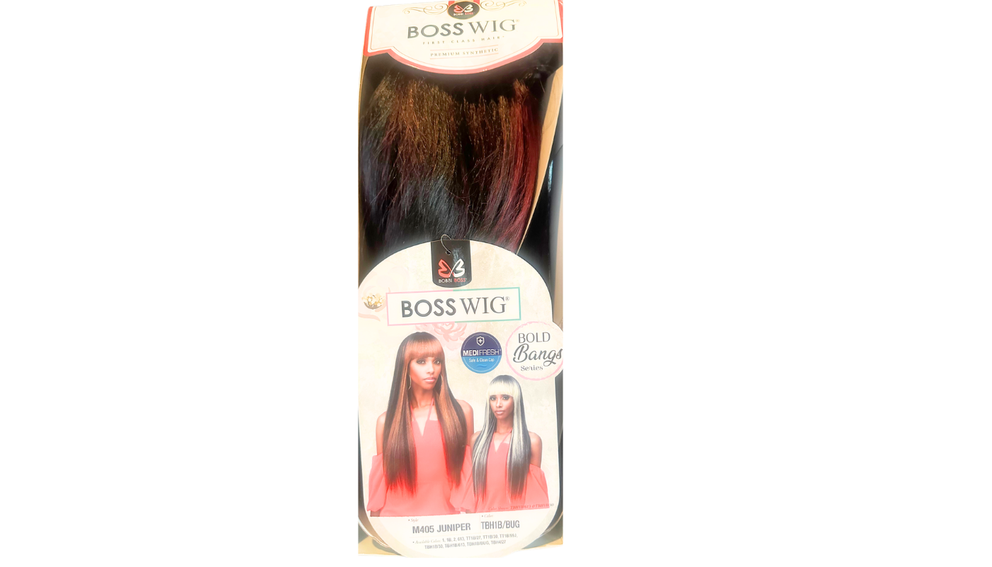 Bobbi Boss Bang Full Wig-JUNIPER Color: TBH1B/BUG