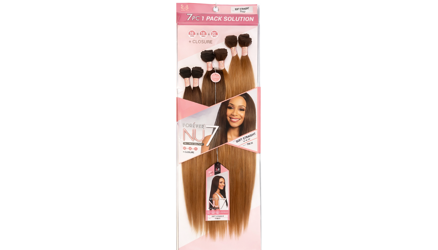 Bobbi Boss Forever NU 7 Weave -SOFT STRAIGHT 7 PCS 16" 18" 20"+Closure- Color: T1B/27