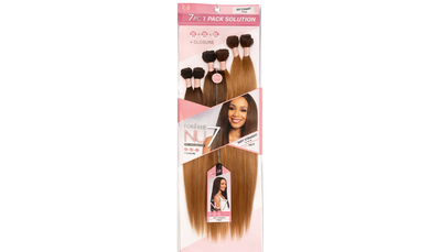 Bobbi Boss Forever NU 7 Weave -SOFT STRAIGHT 7 PCS 16" 18" 20"+Closure- Color: T1B/27