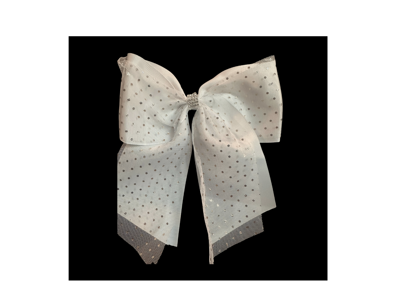 HAIR BOW-White/Gold Dots