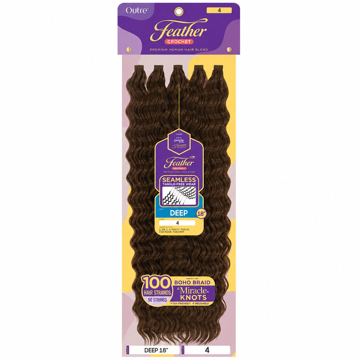 Outre Premium Purple Pack Brazilian Bundle Feather Crochet Braids - DEEP 18" Color:4