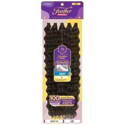 Outre Premium Purple Pack Brazilian Bundle Feather Crochet Braids - DEEP 18" Color:1B