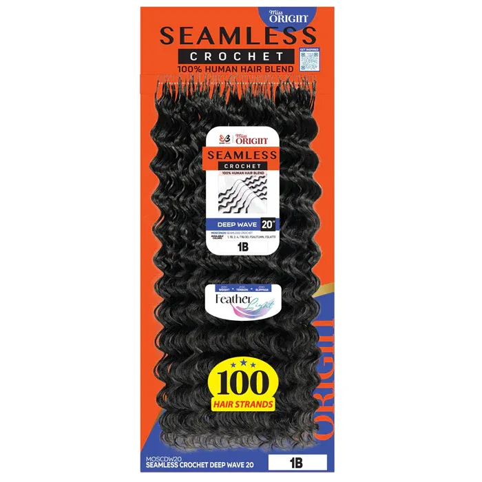 Bobbi Boss Miss Origin Seamless Crochet Braids - DEEP WAVE 20"-Color:1B