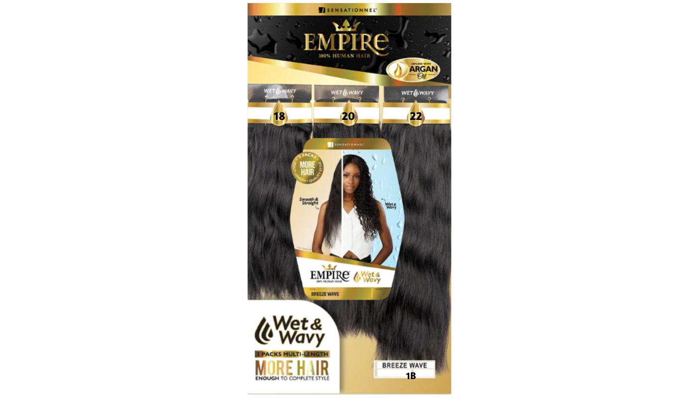 Empire Wet &amp; Wavy BREEZE WAVE 18/20/22-Color:1B
