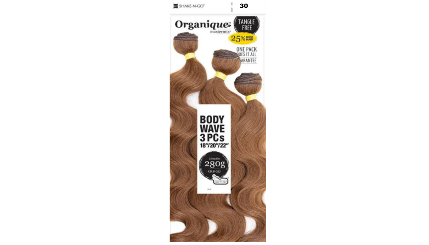 Shake N Go Organique Mastermix 3Pcs Body Wave 18"/20"/22" Color: 30