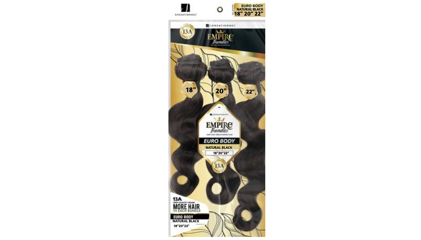 Sensationnel Empire Bundles - Euro Body 18" 20" 22"-Natural Black