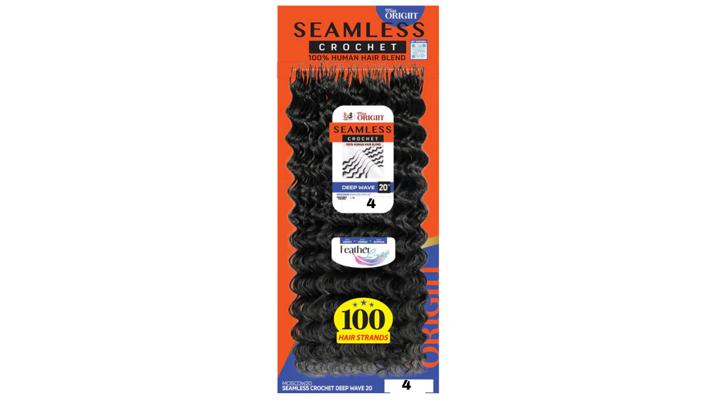 Bobbi Boss Miss Origin Seamless Crochet Braids - DEEP WAVE 20"-Color:4