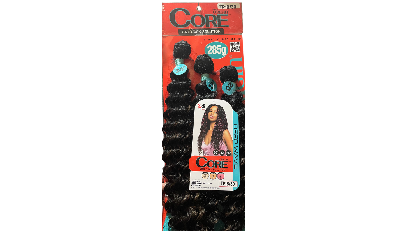 Bobbi Boss Miss Origin CORE 3PCS DEEP WAVE 20"/22"/24"-Color:TP1B/30