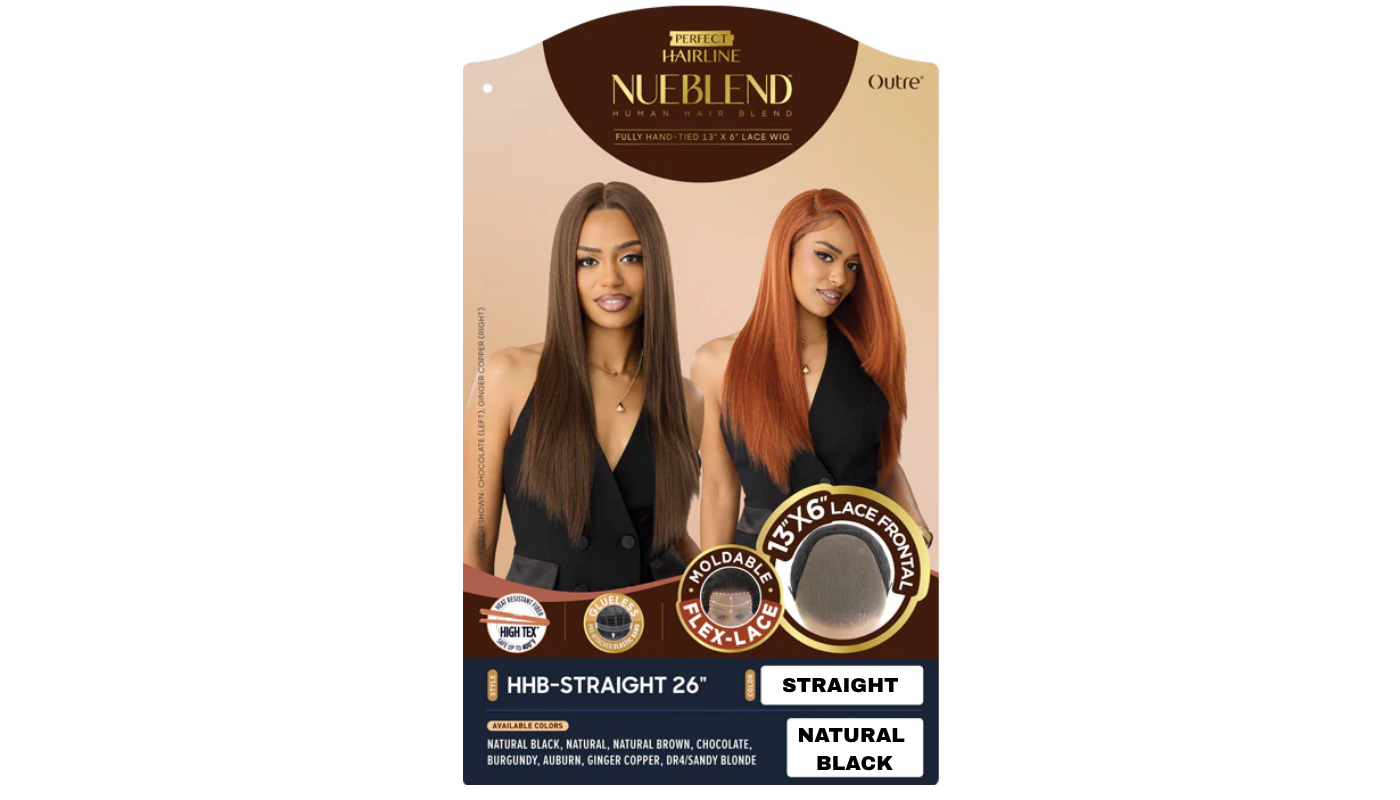 Outre Nueblend Human Hair Blend Glueless Flex-Lace 13x6 STRAIGHT 26" Color: Natural Black